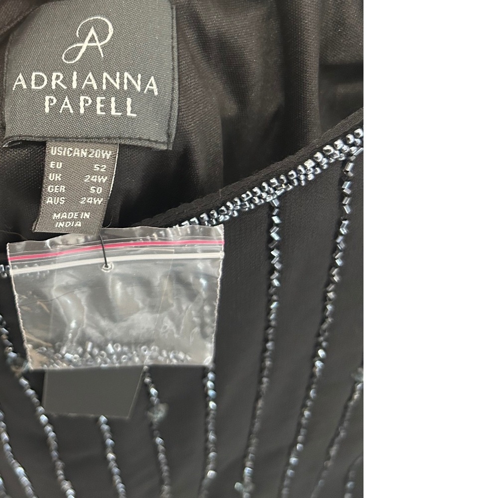 Adrianna Papell NWT Beaded Blouson Cocktail Dress Black 20W 191916021 - Picture 2 of 5